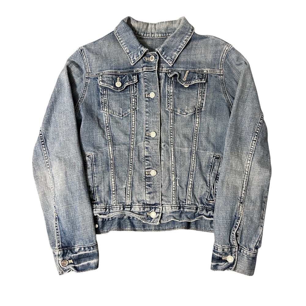 Gap Trucker Jacket Womens XL Blue Classic Button Front Medium Wash Cotton